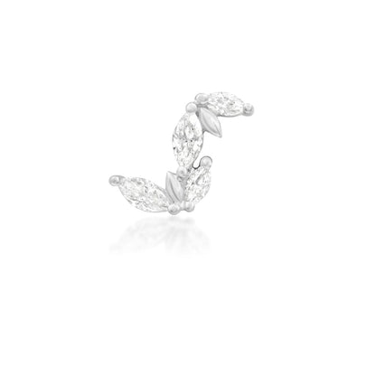 Junipurr Bombshell white gold flat earring featuring an elongated marquise CZ cluster
