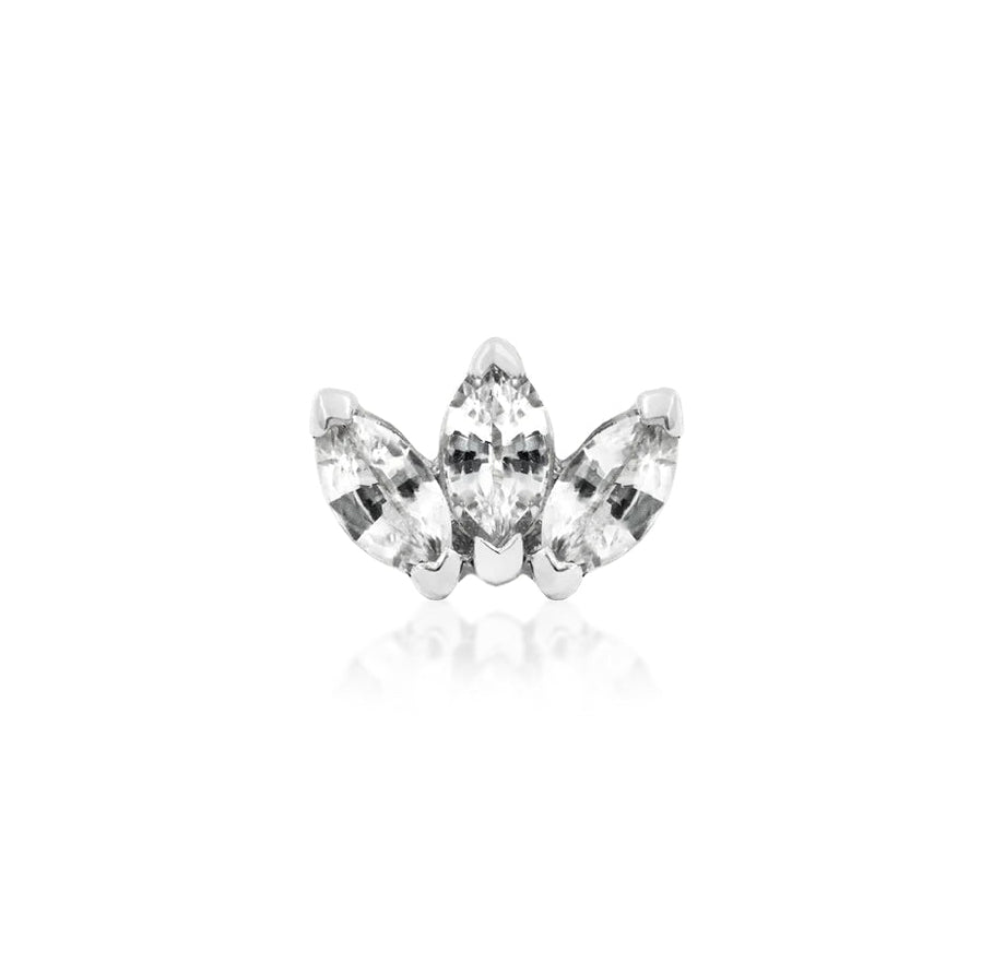 White gold helix earring with three brilliant marquise-cut White CZ gemstones