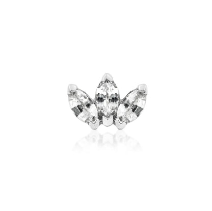 White gold helix earring with three brilliant marquise-cut White CZ gemstones