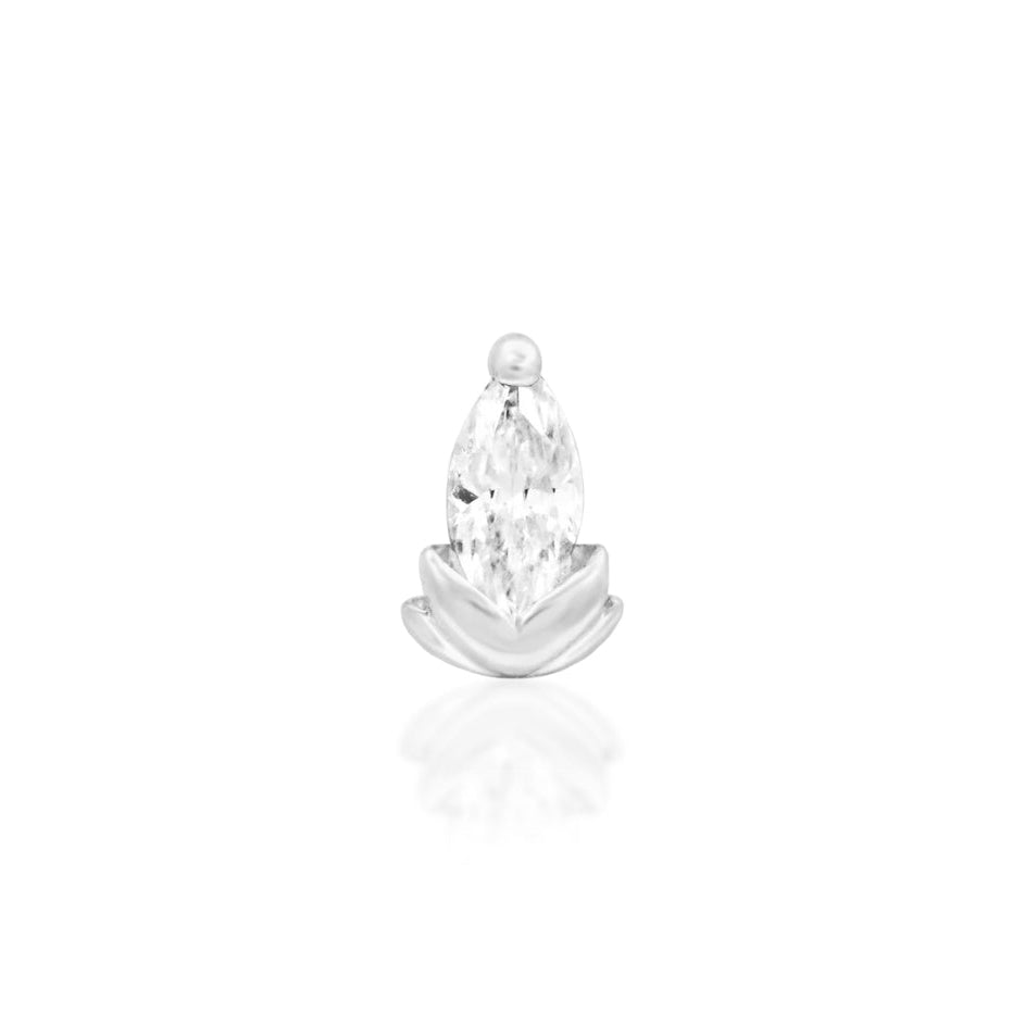 Junipurr Uma white gold nose stud with a delicate White CZ
