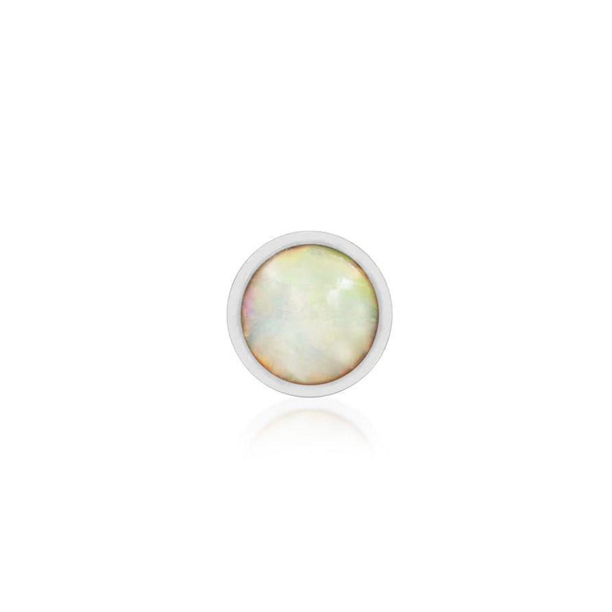 Bezel-set synthetic opal nose stud in solid 14k white gold