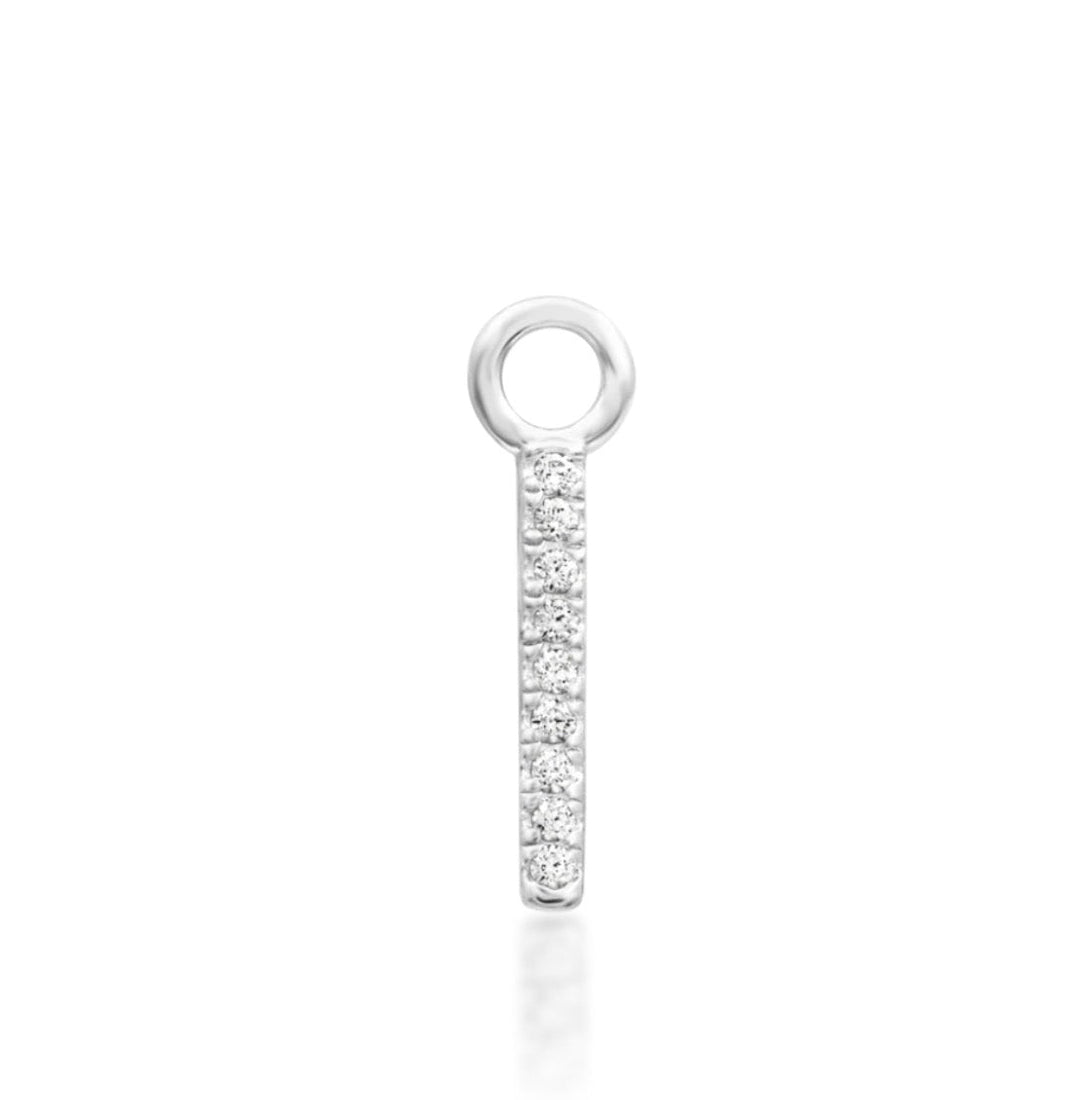 Junipurr Spotlight white gold helix earring with a slender pavé CZ bar