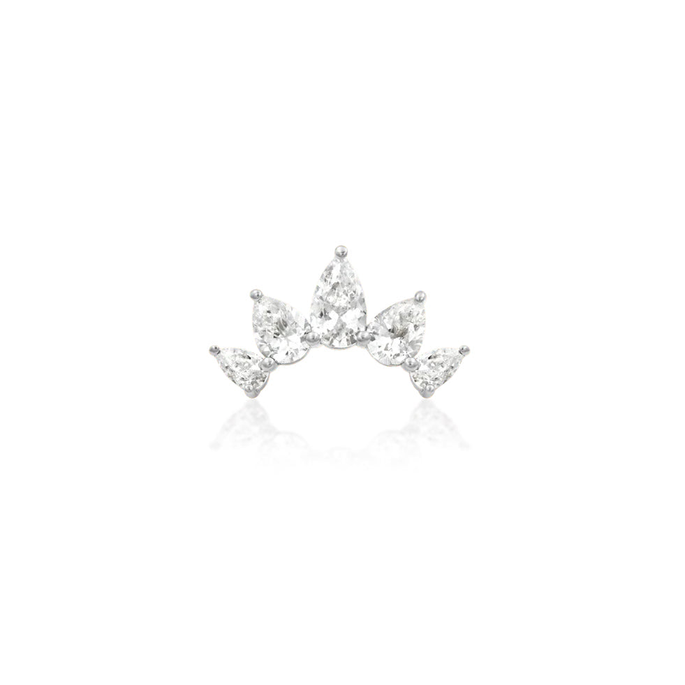     Junipurr Ilda white gold flat earring with five graduated pear-cut CZ stones