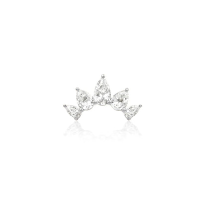     Junipurr Ilda white gold flat earring with five graduated pear-cut CZ stones