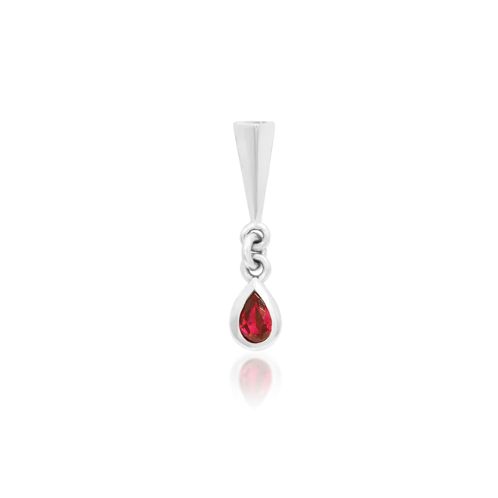 Junipurr Till Death white gold rook earring with a blood-drop Garnet CZ dangle