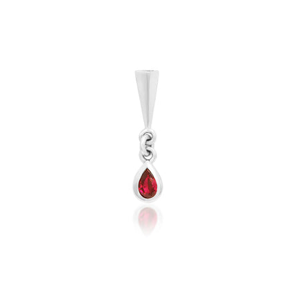 Junipurr Till Death white gold rook earring with a blood-drop Garnet CZ dangle