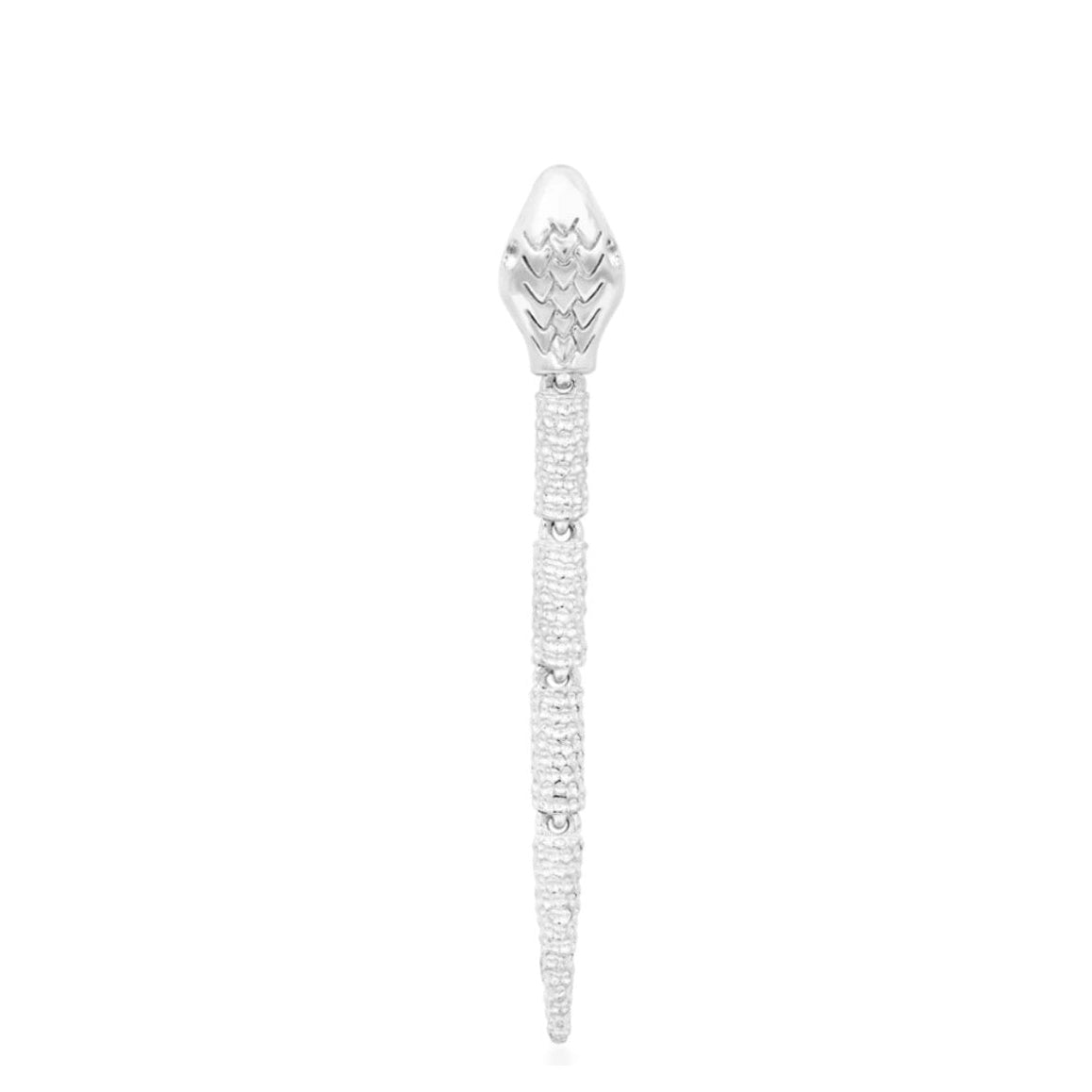 Junipurr Bite Me snake dangle helix earring in textured solid 14k white gold