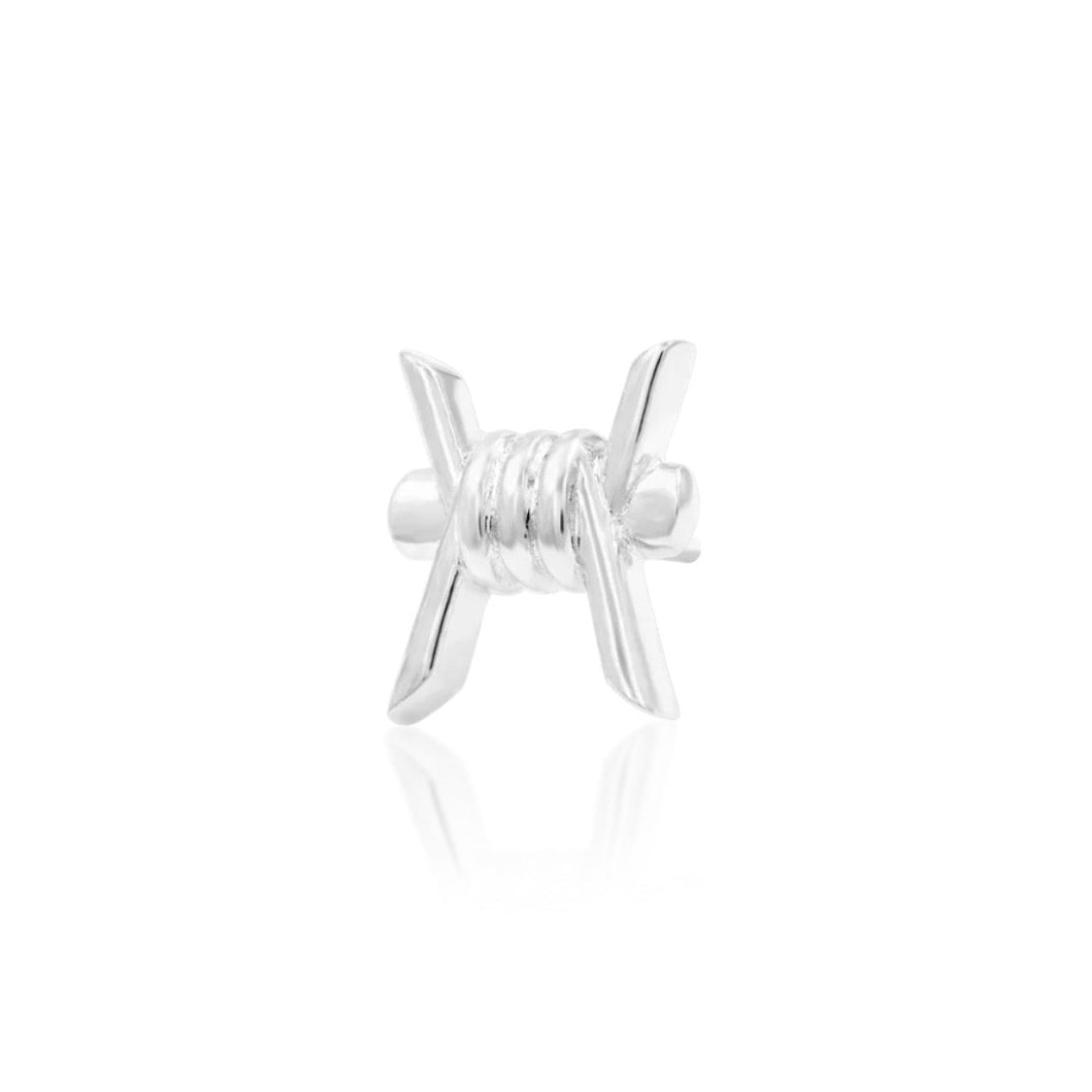     White gold tragus earring featuring a compact alternative barbed wire design