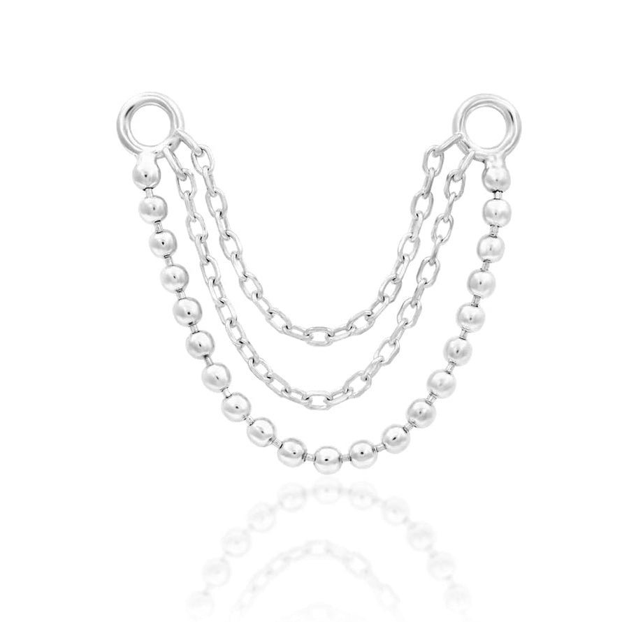 Junipurr Quinn triple piercing chain crafted from solid 14k white gold