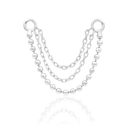 Junipurr Quinn triple piercing chain crafted from solid 14k white gold