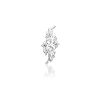 Junipurr Oasis white gold helix earring featuring a fluid wave design and White CZ