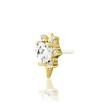     Yellow gold cartilage earring featuring a central heart-shaped white CZ surrounded by sparkling accents