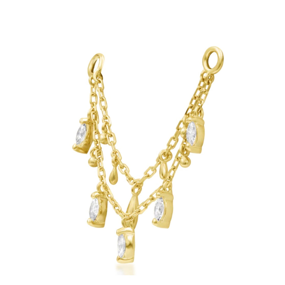  gold helix chain with five marquise-cut white cubic zirconia stones