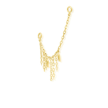 Statement yellow gold hidden-helix charm with a long draping chain