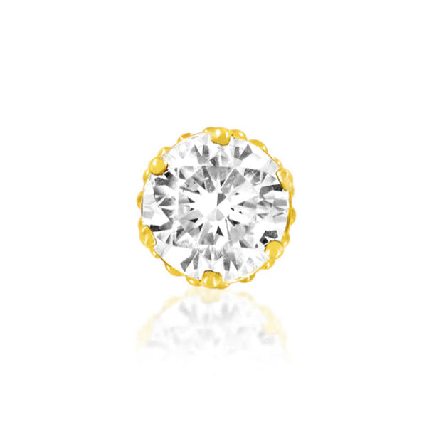 Junipurr Crown-Set CZ cartilage stud in solid 14k yellow gold