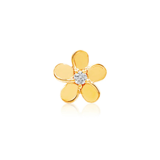 Junipurr Gold CZ Flower cartilage earring in solid 14k yellow gold