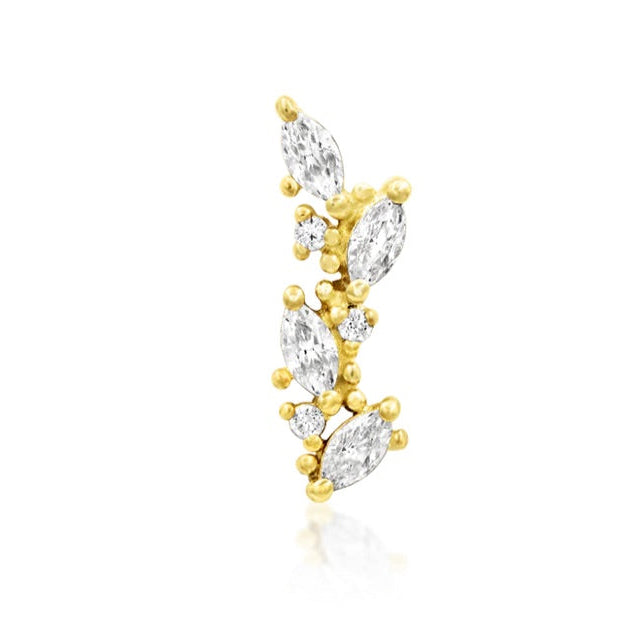 Junipurr Andreia marquise CZ flat earring in solid 14k yellow gold