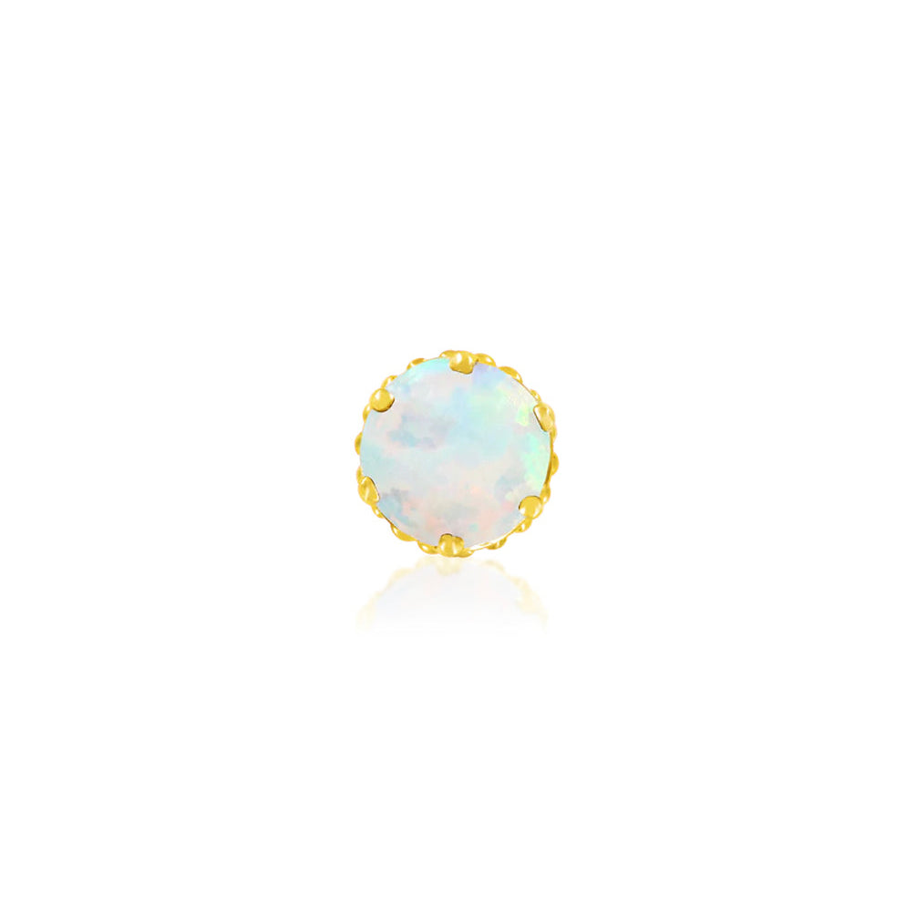 Junipurr Crown-Set opal nose stud in solid 14k yellow gold
