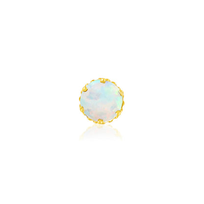 Junipurr Crown-Set opal nose stud in solid 14k yellow gold