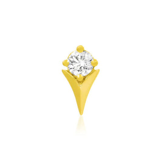 Junipurr gold tulip cartilage earring in solid 14k yellow gold with a 3mm white CZ stone