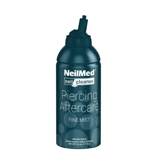 Front view of NeilMed piercing aftercare fine mist saline spray 177ml bottle