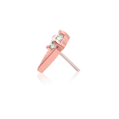 Botanical lobe earring in solid rose gold featuring a sculpted tulip and white gemstone accent