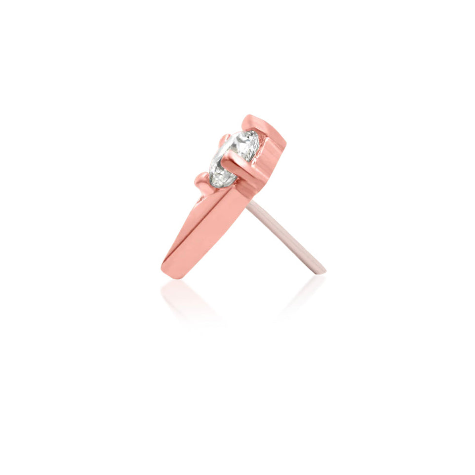 Flower jewellery gift in solid rose gold featuring a delicate tulip design with clear CZ sparkle.