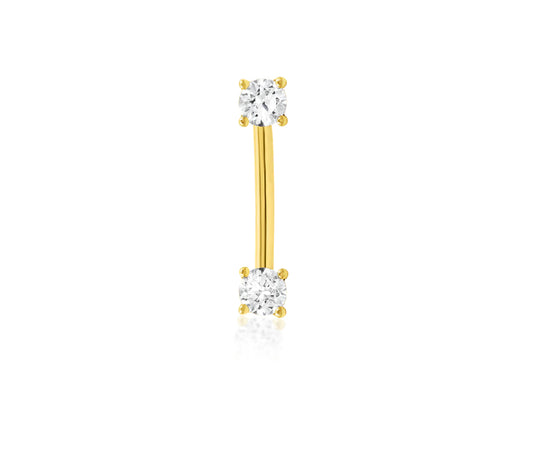 Junipurr Jewellery Empress Curved Gem 14kt Gold Barbell