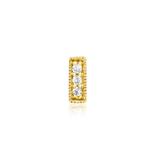 Junipurr Jewellery 14kt Gold 3 gem millgrain cz bar threadless end