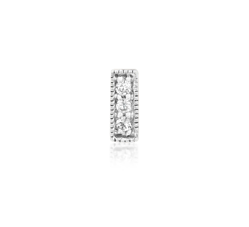 Junipurr Jewellery 14kt Gold 3 gem millgrain cz bar threadless end