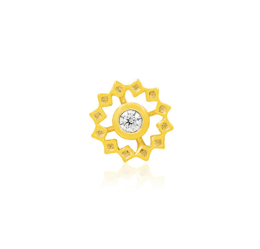 Junipurr Jewellery 14kt Gold Wheel cz Stone Threadless End