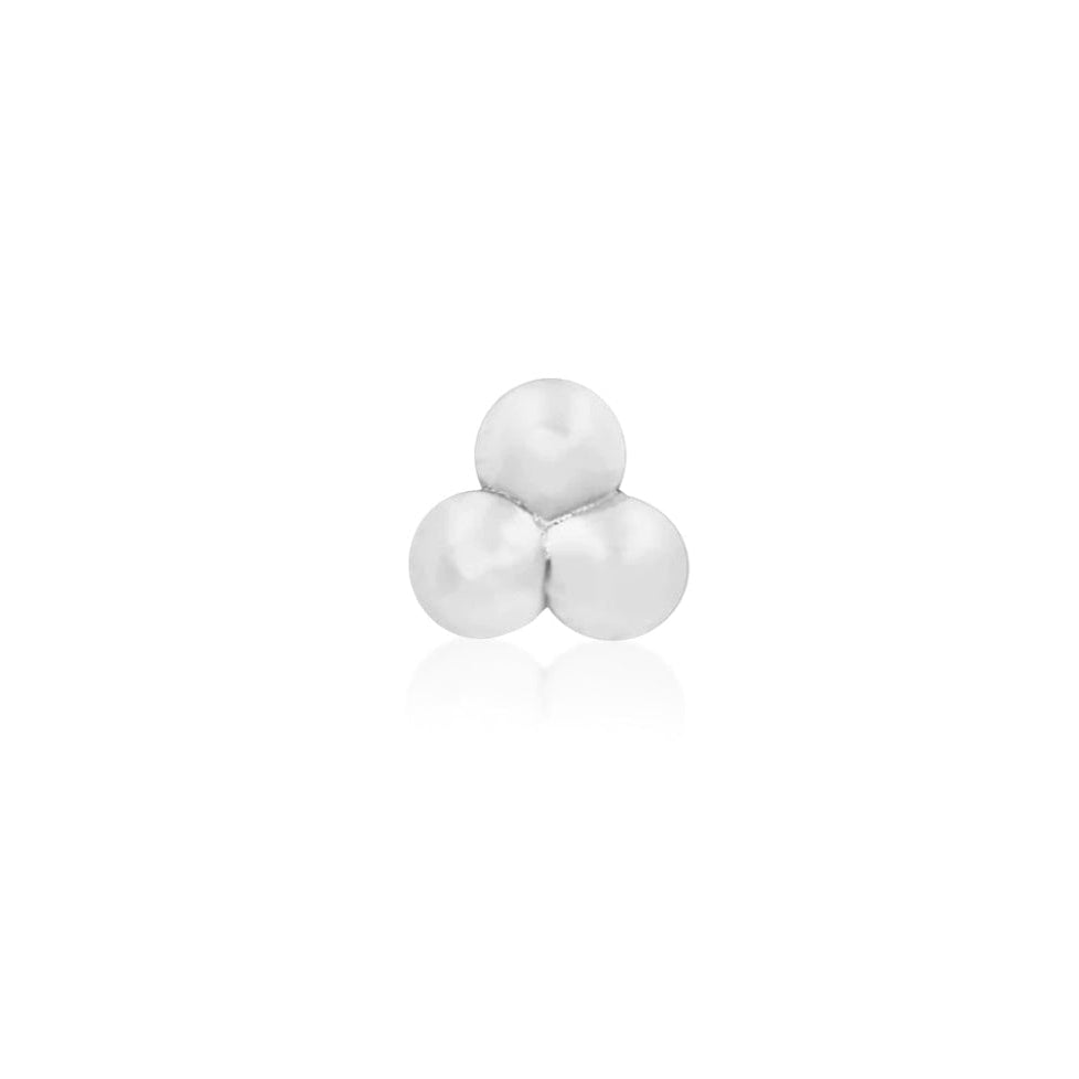 Junipurr Gold Tri-Bead solid 14k white gold threadless end formed from three polished beads.
