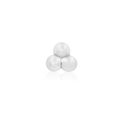 Junipurr Gold Tri-Bead solid 14k white gold threadless end formed from three polished beads.