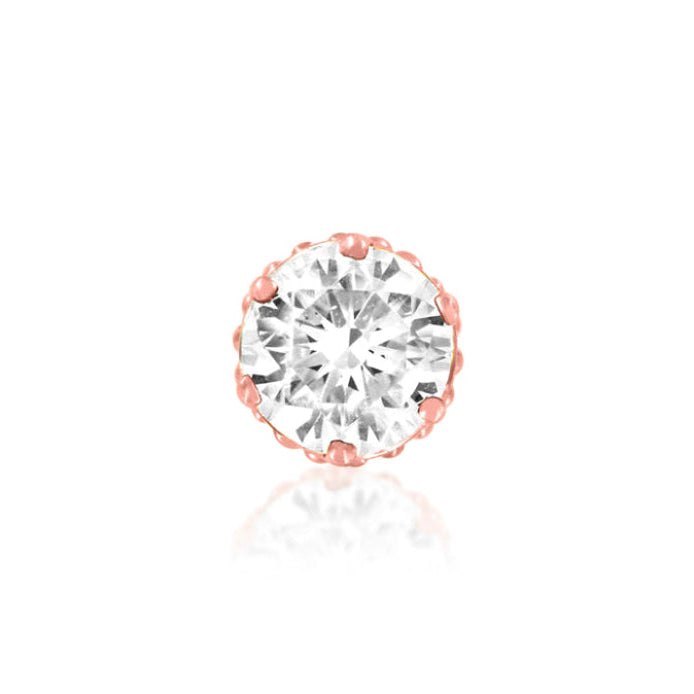 Junipurr Crown-Set CZ cartilage stud in solid 14k rose gold