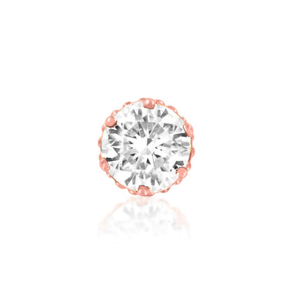 Junipurr Crown-Set CZ cartilage stud in solid 14k rose gold