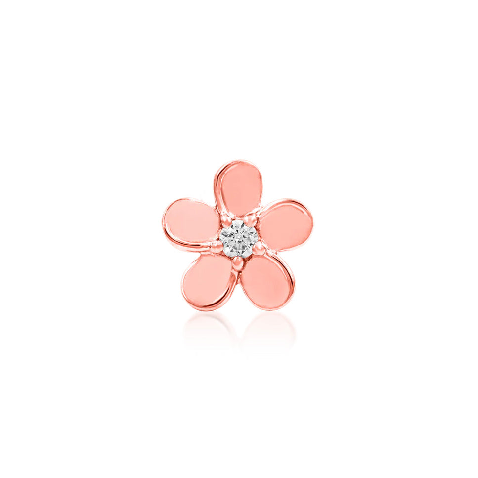 Junipurr Gold CZ Flower cartilage earring in solid 14k rose gold