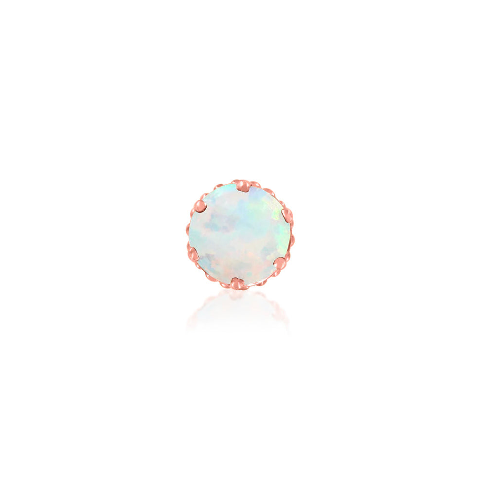 Junipurr Crown-Set opal nose stud in solid 14k rose gold