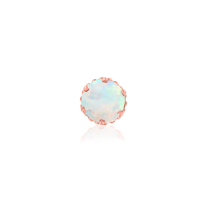 Junipurr Crown-Set opal nose stud in solid 14k rose gold