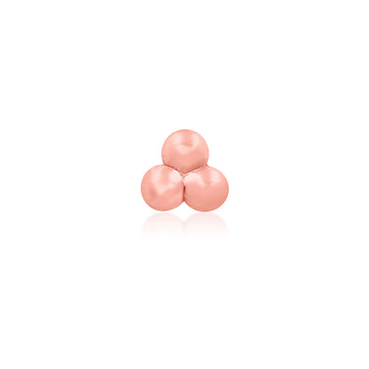 Junipurr Gold Tri-Bead nose stud in solid 14k rose gold