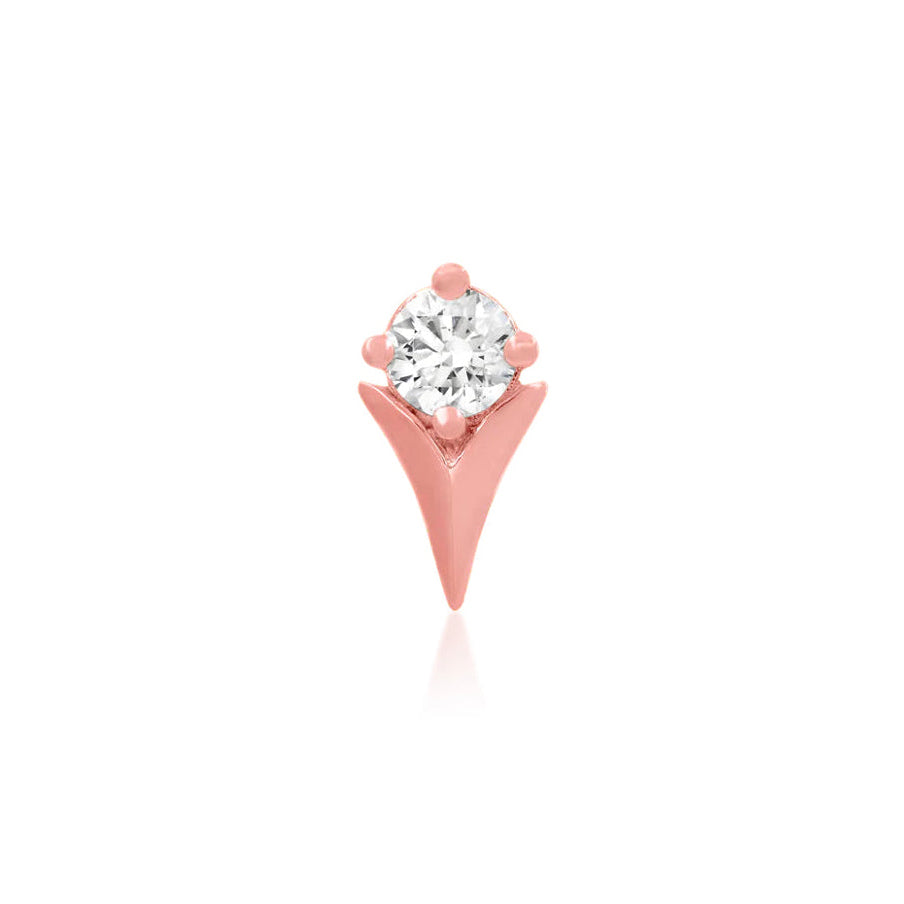 Junipurr tulip cartilage earring in solid 14k rose gold with a single white CZ stone