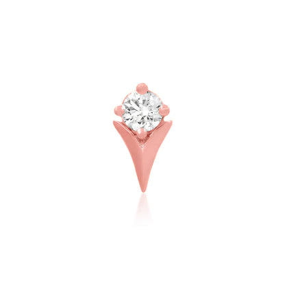 Junipurr tulip cartilage earring in solid 14k rose gold with a single white CZ stone