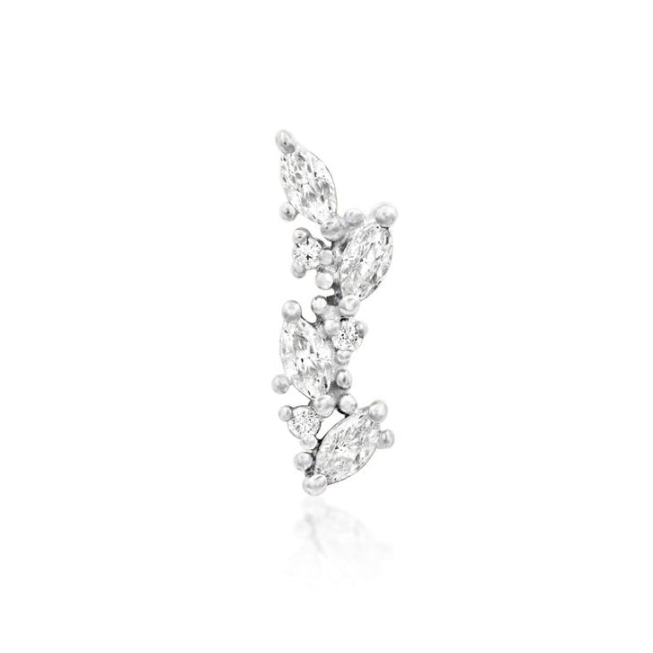 Junipurr Andreia marquise CZ flat earring in solid 14k white gold