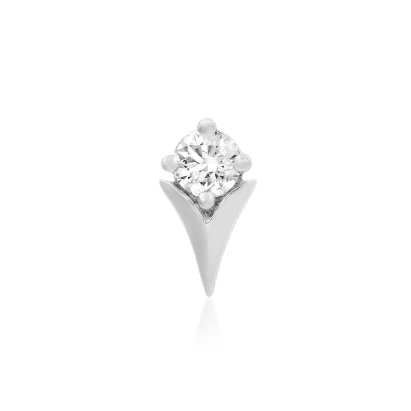 Junipurr tulip cartilage earring in solid 14k white gold with a 3mm white CZ stone