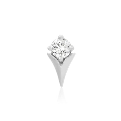 Junipurr tulip cartilage earring in solid 14k white gold with a 3mm white CZ stone